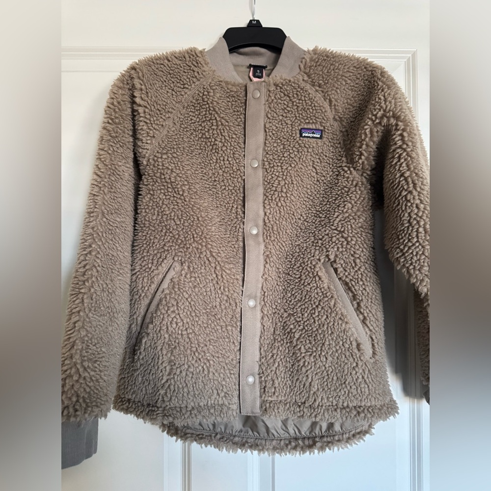 Patagonia Taupe Sherpa Bomber Jacket